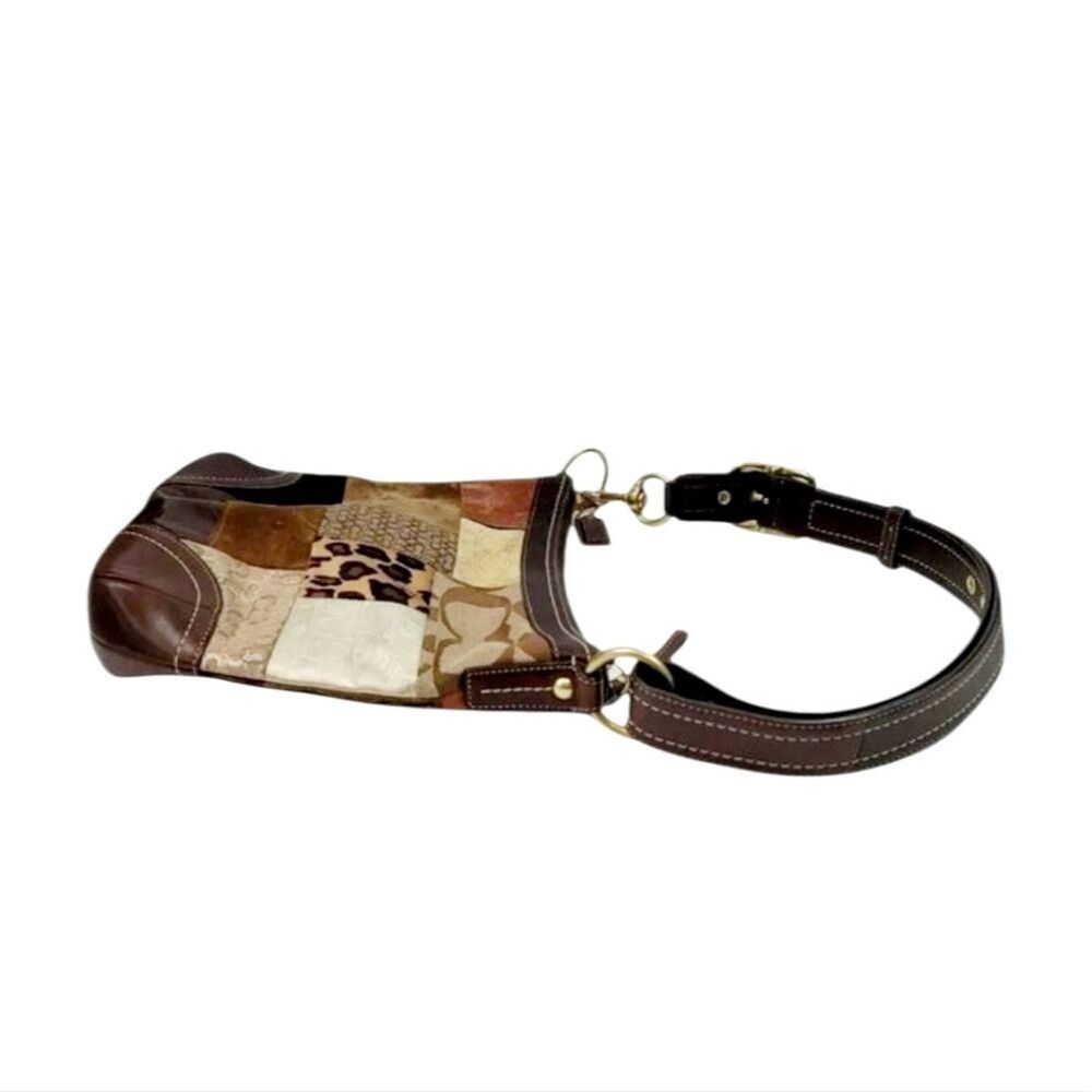 Vintage Coach Animal Print Patchwork Suede, Leather, Canvas & Velvet Hobo Bag - Picture 8 of 15